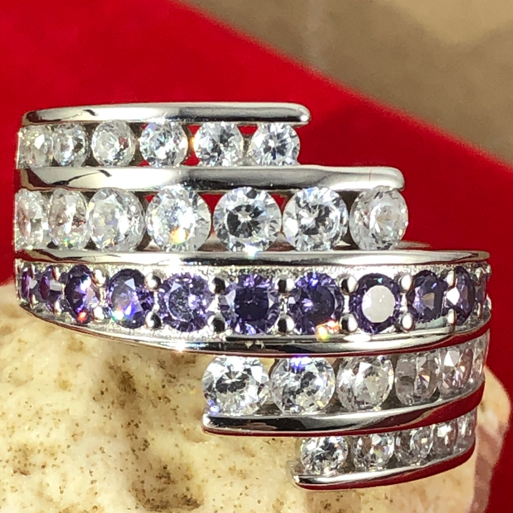 3 Carat Total Wight Amethyst And Cz’s Size 6 Ring